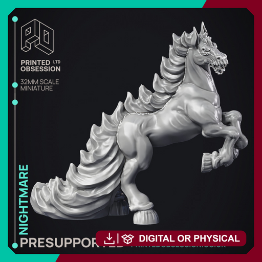 Nightmare - Large Demon Horse - PRESUPPORTED - Hell Hath No Fury - 32mm Scale - Only-Games