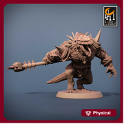 Lizardfolk Lizardman Warrior | 28mm, 32mm,75mm Scales | Dungeons and Dragons | Unpainted Figure | Mammoth Factory - Only-Games