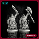 (0034) Male human orc half-orc barbarian warrior with sword and big axe