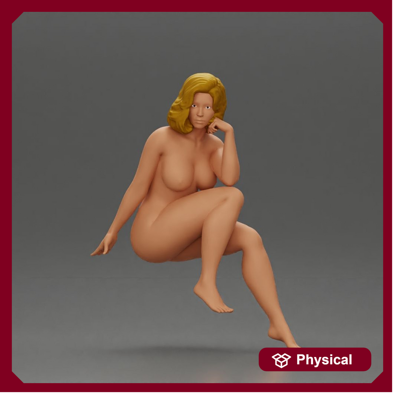 Naked Blonde Woman Sitting Gracefully
