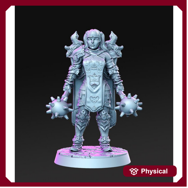 Female Cleric | Sexy Human Cleric | Miniatures | Female 2 Morninstar | Dungeons and Dragons | Pathfinder | War Domain Cleric | - Only-Games