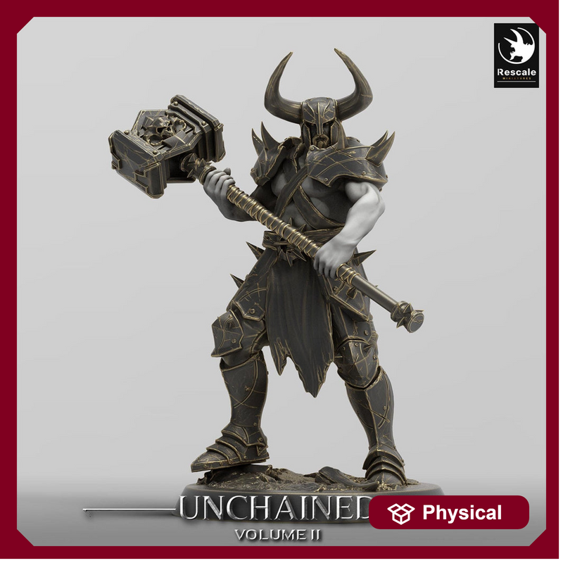 Barbarian Human / Goliath, Ranger,Fighter, with Big Hammer, DnD Unpainted Miniature| 28mm, 32mm,54mm,75mm,100mm Scales | Dungeons & Dragons - Only-Games
