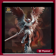 Human Winged Paladin, Angel Fighter Sword | Miniature | 28mm, 32mm, 54mm,75mm, 100mm Scales | Pathfinder Figure | DnD | Figurine unpainted | - Only-Games