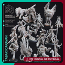 Tabaxi Caravan Set- 14 Models - PRESUPPORTED - 32mm Scale - Illustrations & Rules