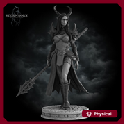 Female Tiefling Sorceress Warlock, PC / NPC Miniature | 28mm, 32mm, 54mm,75mm, 100mm Scales | Pathfinder Figure | DnD | Figurine unpainted | - Only-Games