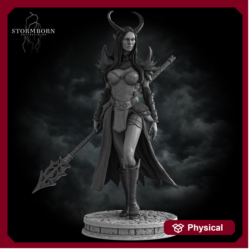 Female Tiefling Sorceress Warlock, PC / NPC Miniature | 28mm, 32mm, 54mm,75mm, 100mm Scales | Pathfinder Figure | DnD | Figurine unpainted | - Only-Games