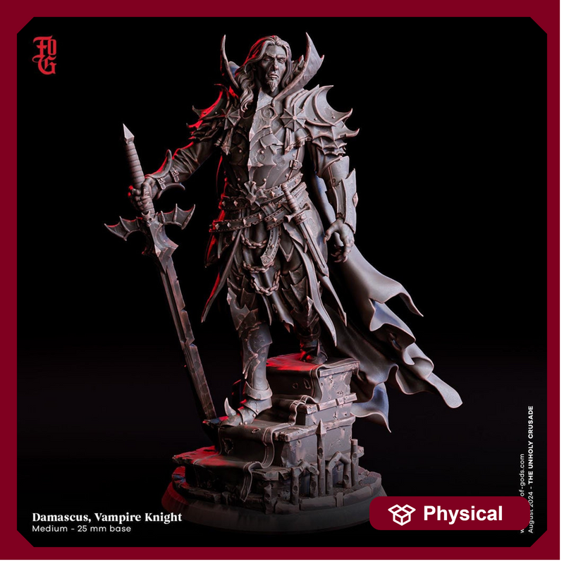 Vampire Knight Strahd in Armor | 28mm, 32mm,54mm, 75mm,100mm Scale | Undead Dungeons & Dragons 5e Miniatures | Pathfinder |Figurine DnD Mini - Only-Games