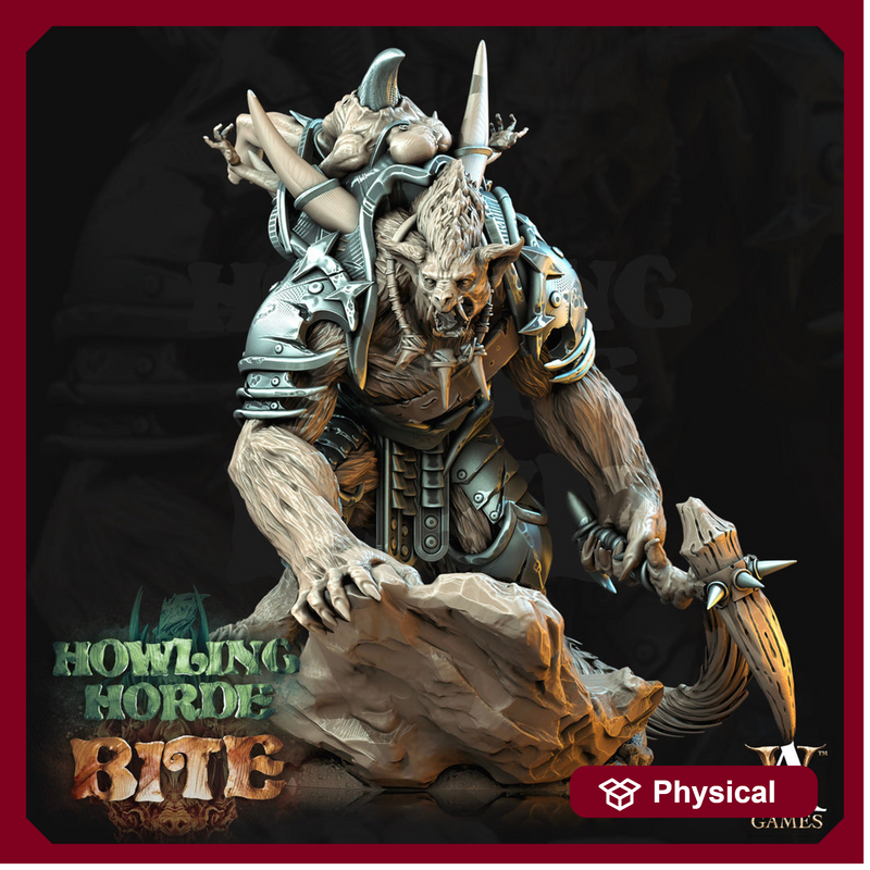 Gnoll Brute with Axe  | Resin Miniature | Dungeons and Dragons | 28mm,32mm,75mm Scales | Pathfinder hyena humanoid | D&D 5e | Archvillain - Only-Games