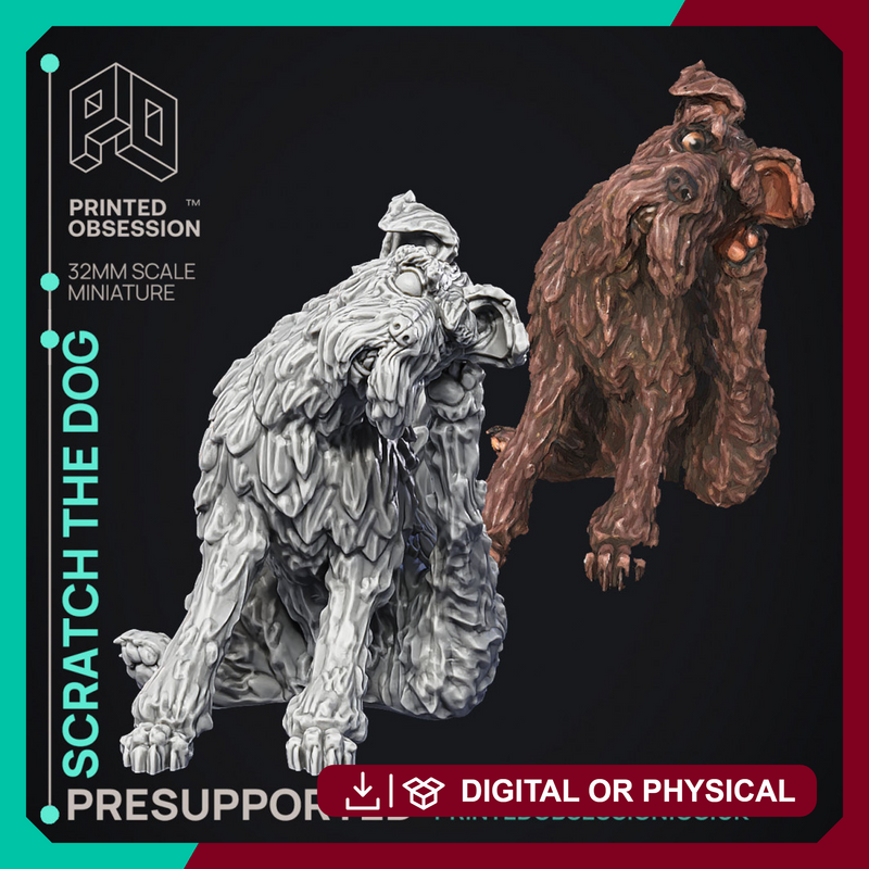 Scratch - NPC Dog -  PRESUPPORTED - Illustrated and Stats - 32mm scale