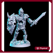 Skeleton Fighter with Sword and Shield | Dungeons and Dragons DnD5e | 28mm, 32mm 75mm | Pathfinder Figure for Painting| RN Estudio - Only-Games