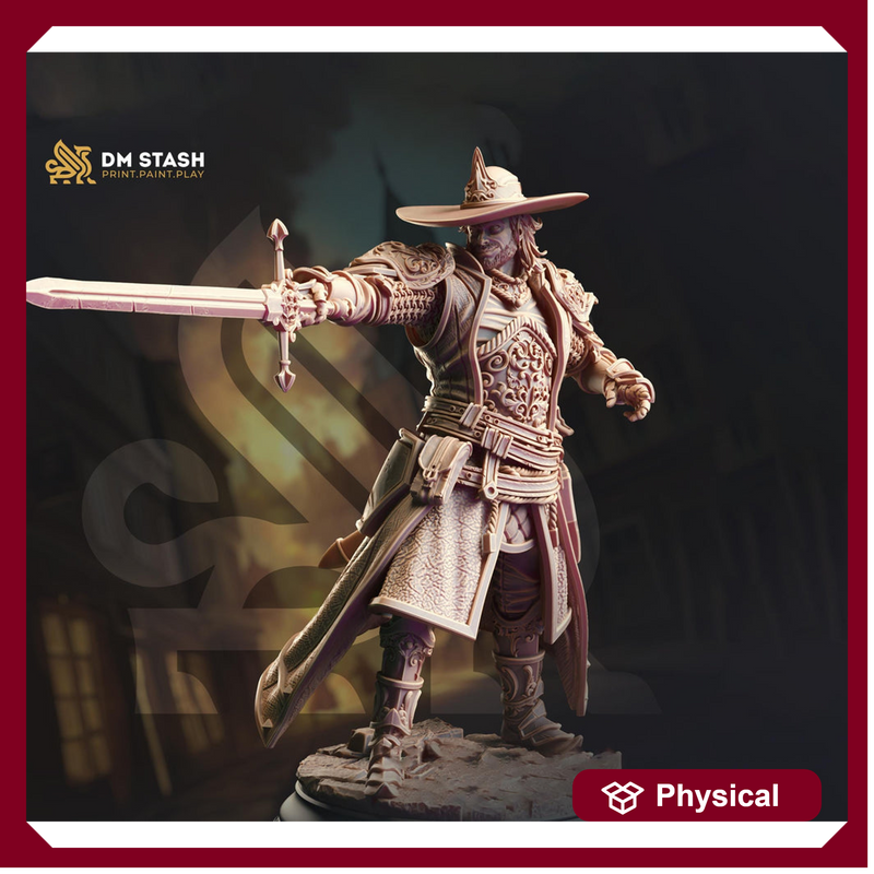 Human Fighter, Witch Hunter, Inquisitor, Cleric | Unpainted Miniature | 28mm, 32mm, 54mm,75mm, 100mm Scales | Pathfinder Figure | DnD | - Only-Games