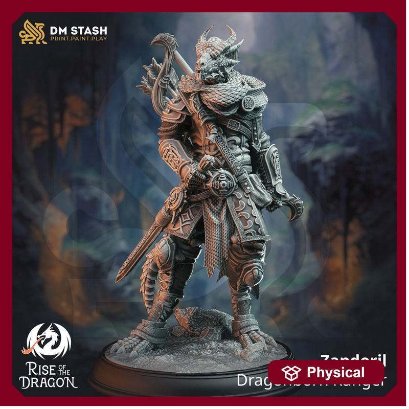 Dragonborn Ranger Fighter Paladin PC NPC Miniature | 5 Sizes /Scales | Pathfinder Figure DnD - Only-Games