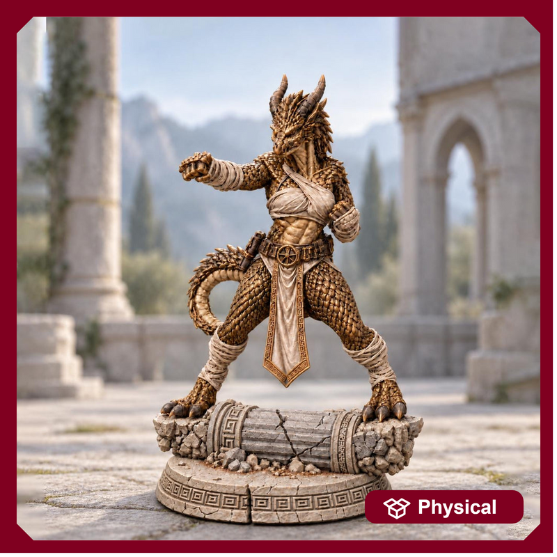 Female Bronze Dragonborn Monk Miniature | Kaevrisa Open Hand Monk | UNPAINTED Resin DnD Pathfinder - Only-Games