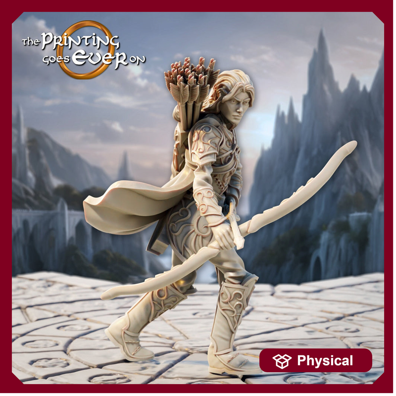 Male Elf Ranger Sharpshooter Fighter w/ Bow |  Unpainted Miniature | 28mm,32mm,54mm,75mm,100mm Scales | Pathfinder Figure | DnD | Figurine - Only-Games