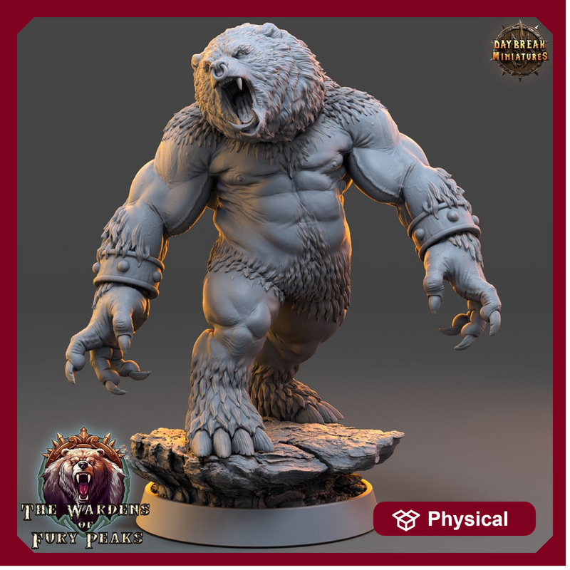 BearFolk Werebear Humanoid  Scales: 28mm, 32mm,54mm,75mm | D&D 5e Megaboss | Dungeons and Dragons | Pathfinder | Daybreak Miniatures - Only-Games
