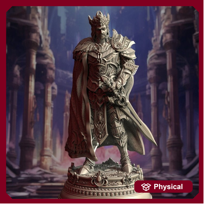 Human Paladin King Unpainted Miniature | 28mm, 32mm, 75mm, 100mm Scales | Pathfinder Figure | DnD | Figurine unpainted | - Only-Games