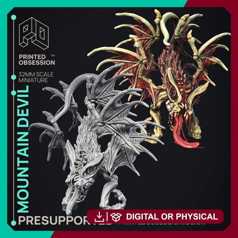 Mountain Devil - Large Monster - Cryptids of the Darkwoods -  PRESUPPORTED - Illustrated and Stats - 32mm scale