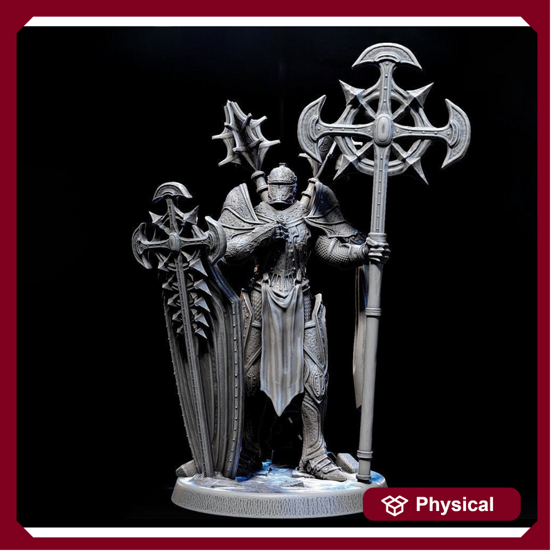 Paladin Cleric Fighter Knight Unpainted Miniature | 28mm, 32mm, 54mm,75mm, 100 Scales | Dungeons and Dragons | Pathfinder - Only-Games