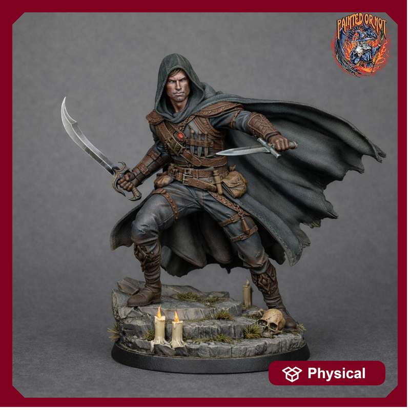 Male Rogue with Scimitar and Dagger, PaintedOrNot Original Design Unpainted Mini | 5 Sizes /Scales - Only-Games