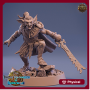 Goblin Sword Fighter | DnD Miniatures | D and D | 28mm, 32mm,54mm,75mm, 100mm scale| Pathfinder | Figure for Painting| Daybreak Miniatures - Only-Games