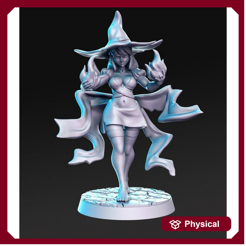 Pinup Human Wizard Veena  | 28mm Scale | 32mm Scale | 75mm Scale  - Player Character Mini - Minis - D&D 5e - Pathfinder- RN Estudio - Only-Games