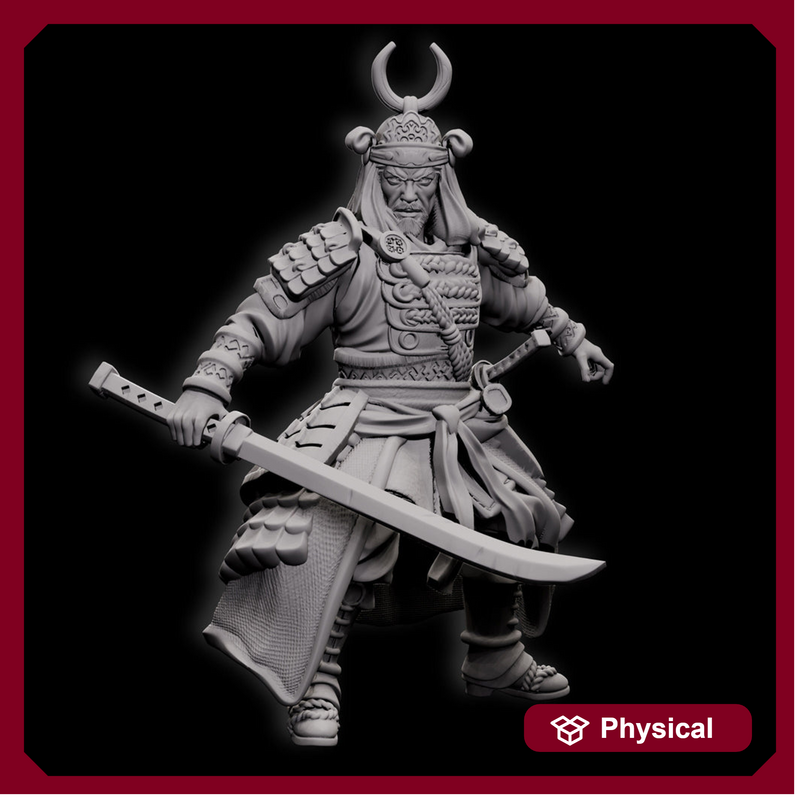 Human Fighter Samurai Kensa with Katana & Armor | DnD Miniature 5 Sizes /Scale / unpainted - Only-Games