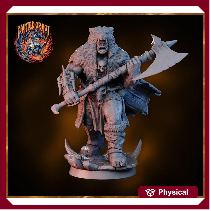 Half-Orc Barbarian Miniature STL | Digital Download - Only-Games