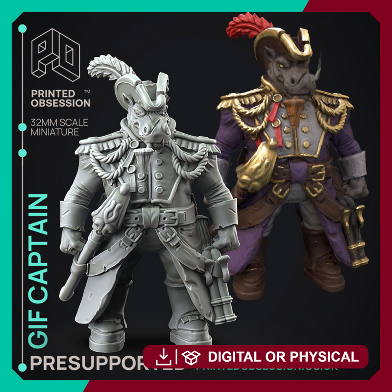 Giff Captain - Space Adventures - Weird Shores - PRESUPPORTED - 32mm scale