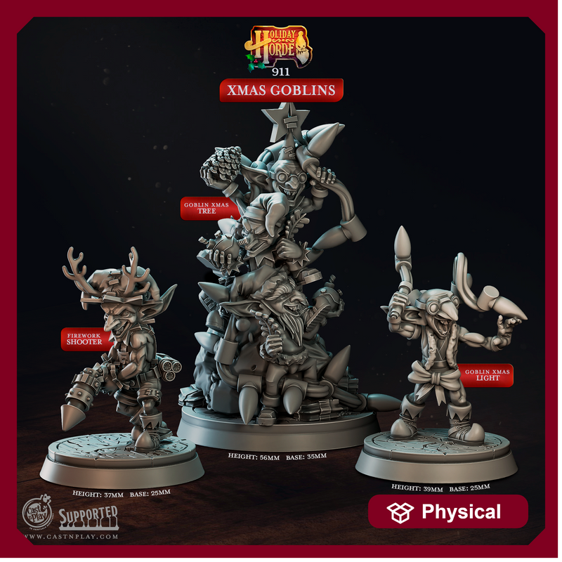 Xmas Goblins - Holiday Horde - CastNPlay - Terrain Wargaming D&D DnD 28mm 32mm 40mm 54mm