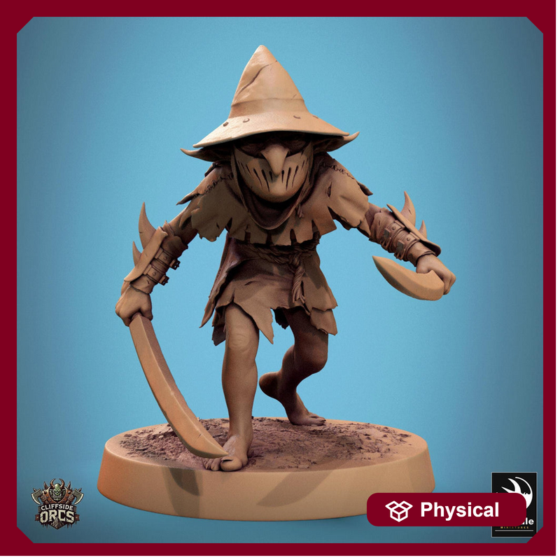 Goblin Dual Swords Fighter | D&D 5e UNPAINTED | 28mm, 32mm,54mm,75mm, 100mm scale| Pathfinder | Figure for Painting| Rescale Miniatures - Only-Games