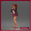 woman Drinking In Long Cardigan Tank Ruffled Skirt Sandals