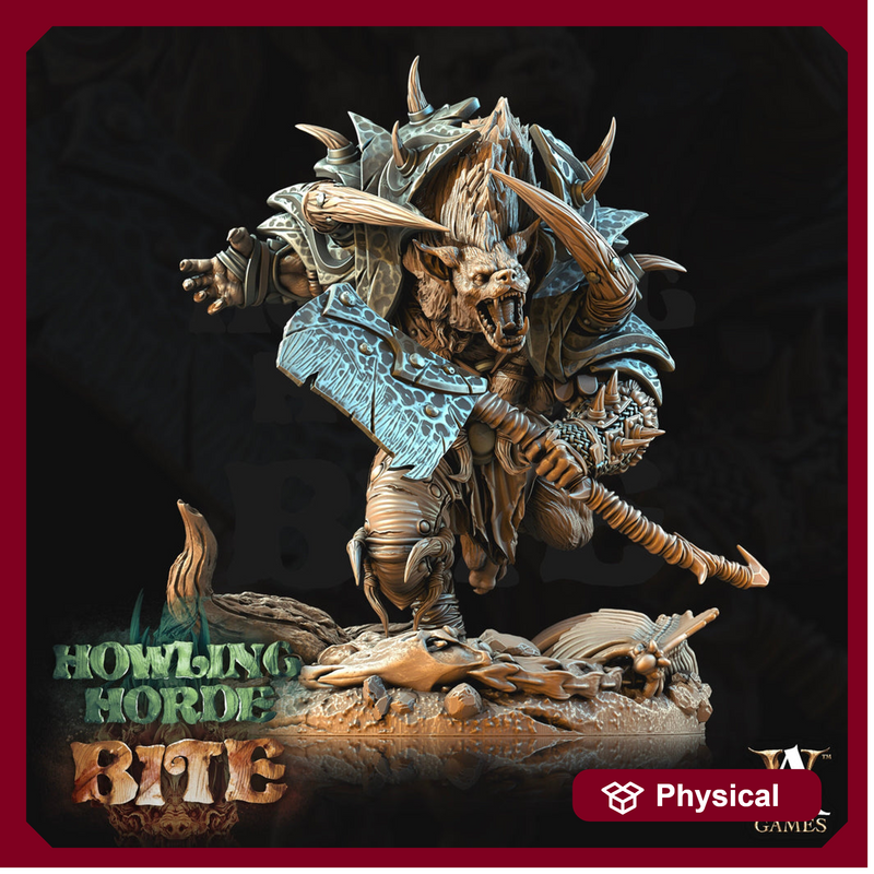 Gnoll Barbarian Brute w/ Axe  | Resin Miniature | Dungeons and Dragons | 28mm,32mm, 54mm,75mm Scales |Pathfinder hyena | D&D 5e| Archvillain - Only-Games