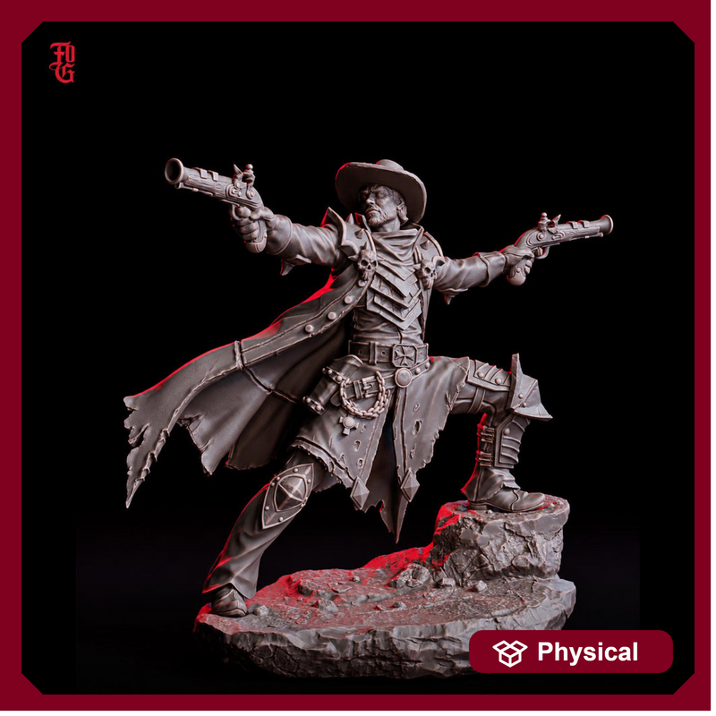 Gunslinger Miniature | Dual Pistol Rogue Bounty Hunter | UNPAINTED Resin DnD 5E Pathfinder - Only-Games