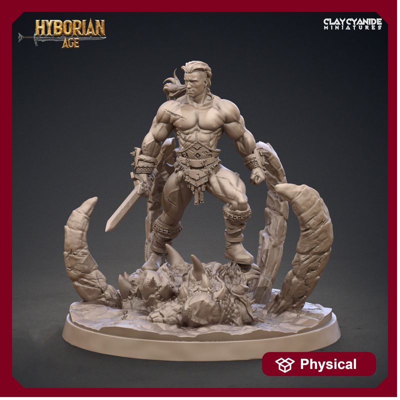Legendary Barbarian with Sword | 28mm,32mm Scale, 54mm, 75mm  | Resin figurine Statue Miniature | Dungeons and Dragons | Clay Cyanide | - Only-Games