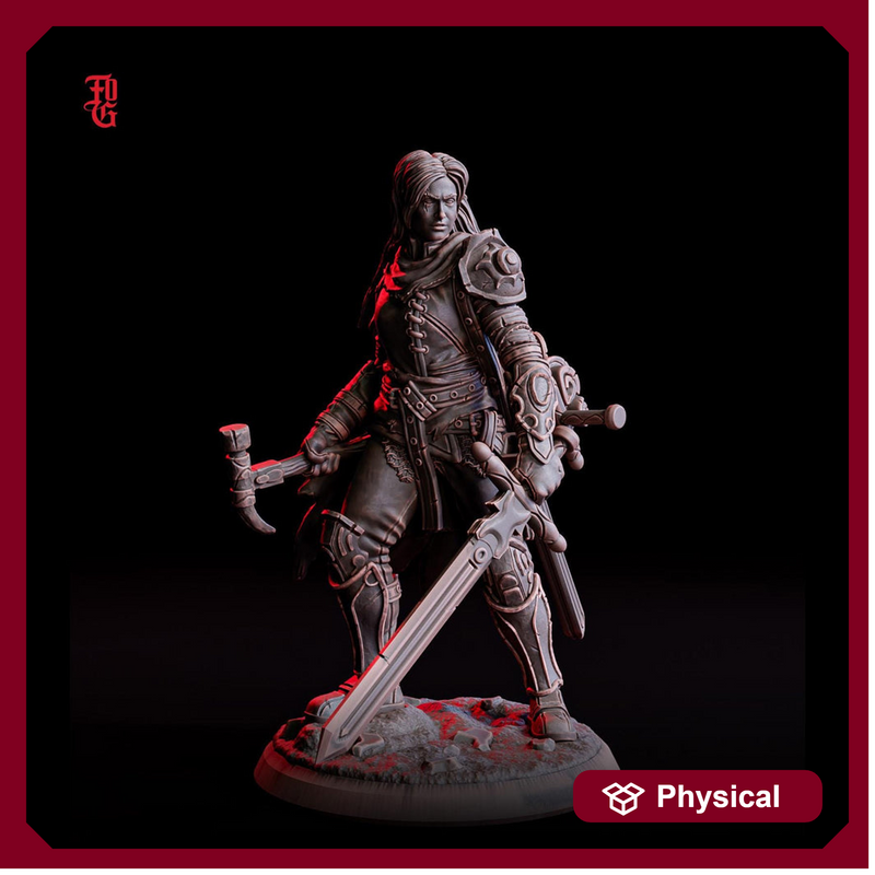 Female Human Fighter Adventurer, Ranger Paladin PC NPC | 28mm, 32mm,54mm, 75mm,100mm Scale Resin Mini | Dungeons and Dragons| Flesh of Gods - Only-Games