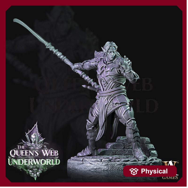 Dark Elf Drow Fighter | 28mm, 32mm, 75mm | DnD 5e Miniature | Dungeons and Dragons | Baenere | Melee-Magthere Menzoberranzan - Only-Games