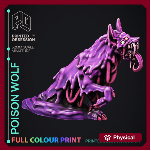 Poison Wolf - Elemental wolves - Pre-Coloured - 32mm Scale - Only-Games