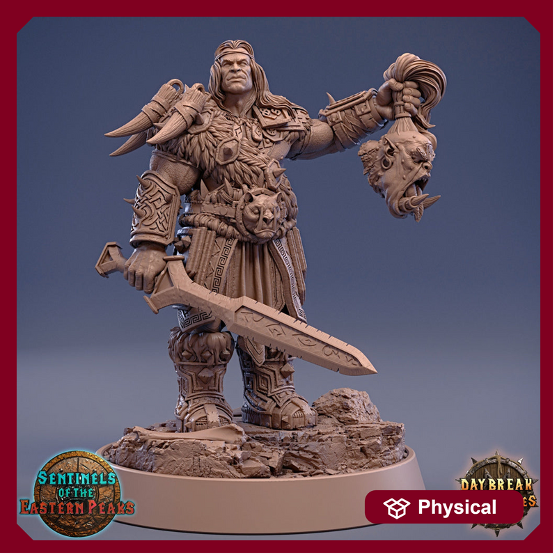 Barbarian Fighter Goliath Human  | 28mm, 32mm, 75mm Scale Resin Miniature | Dungeons and Dragons | Daybreak  Miniatures - Only-Games