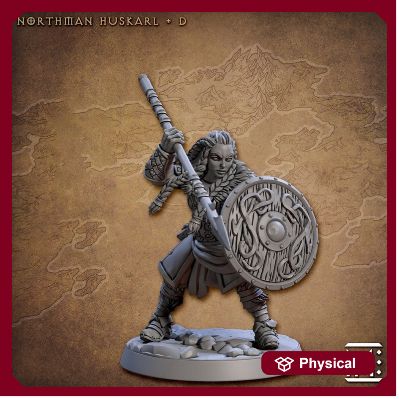 Female Ranger Fight Spear Shield | 28mm, 32mm, 54mm,75mm,100mm Scale Resin Miniature Dungeons and Dragons D&D Pathfinder | Artisan Guild - Only-Games