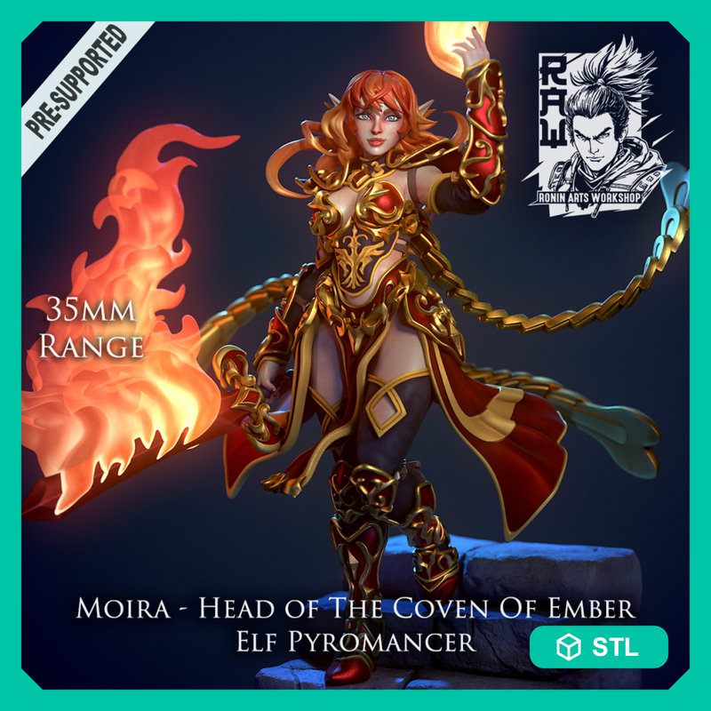Moira - Elf Pyromancer - STL only