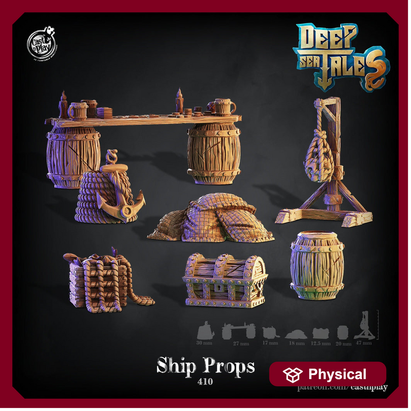 Ship Props Sea Adventure | Solid Resin 28mm, 32mm| Dungeons and Dragons 5e Miniature | Pathfinder | RPG Tabletop scatter Terrain | DnD| - Only-Games