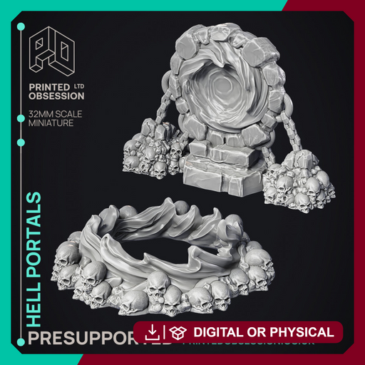 Hell Portals - Scatter Terrain - 3 Models - PRESUPPORTED - Hell Hath No Fury - 32mm Scale - Only-Games