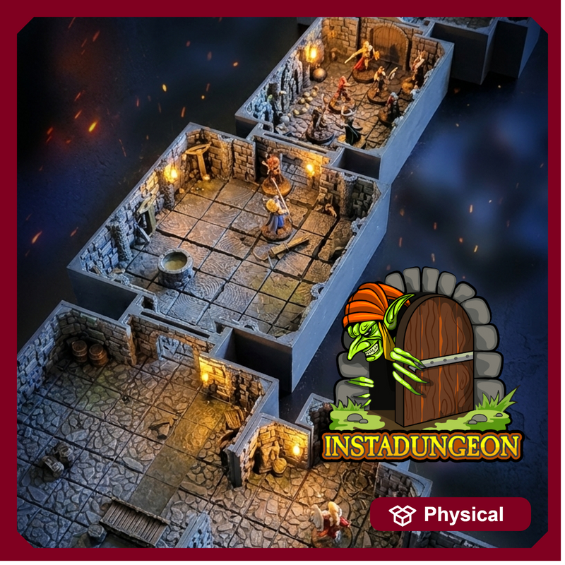 INSTADUNGEON™ Fantasy Expansion A1 - Wide/Double Spaced - Tiles 11A-15A: gaming terrain tiles compatible with D&D, Pathfinder and more