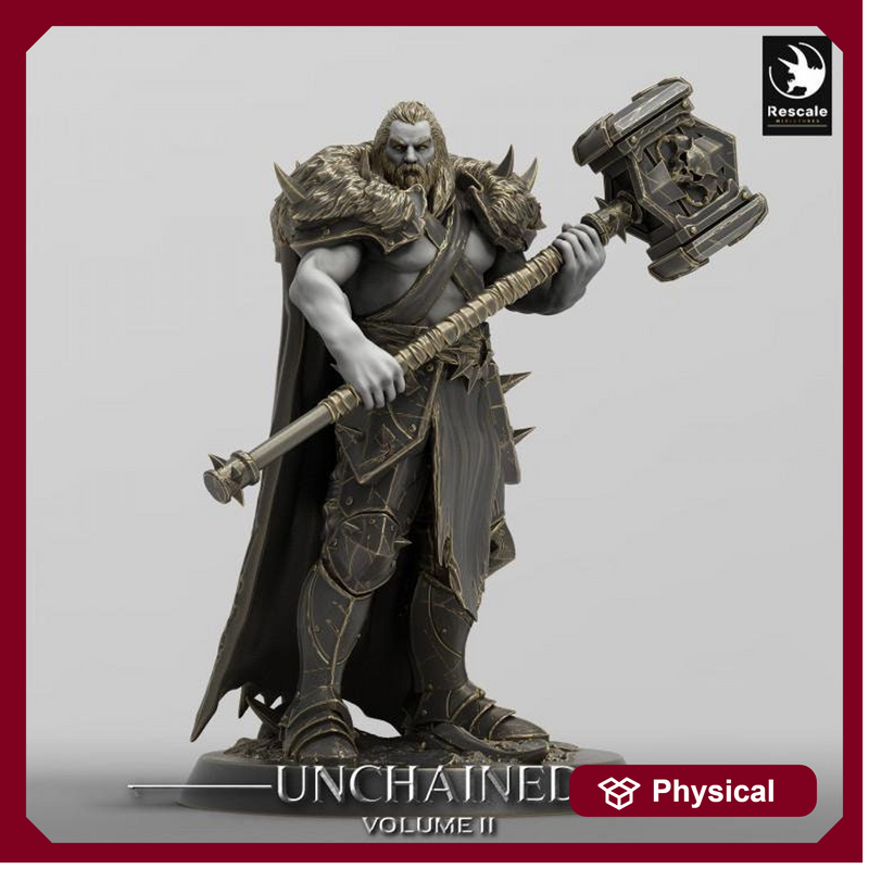 Human Ranger,Fighter, Barbarian  with Big Hammer, DnD Unpainted Miniature| 28mm, 32mm,54mm,75mm,100mm Scales | Dungeons & Dragons - Only-Games