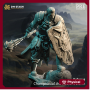 Human Cleric Paladin Mace and Shield. Unpainted Miniature | 28mm, 32mm,54mm,75mm, 100mm Scales | Dungeons and Dragons Pathfinder | DM Stash - Only-Games