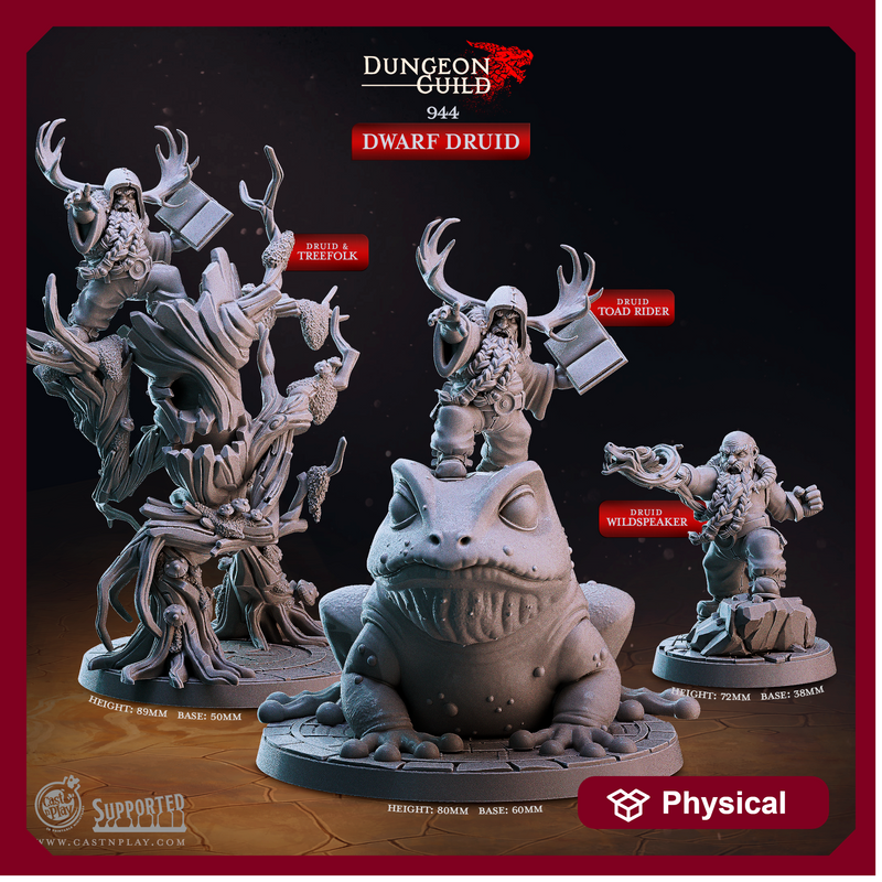 Dwarf Druids - Dungeon Guild - CastNPlay - Terrain Wargaming D&D DnD 28mm 32mm 40mm 54mm