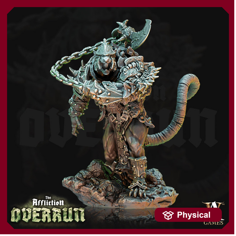 Wererat Fighter Warmonger with Flail | Resin Miniature | Dungeons and Dragons | 28mm,32mm,75mm Scales | Pathfinder ratfolk | D&D 5e | - Only-Games