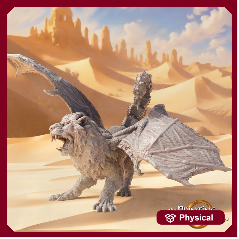 Manticore | Miniature |28mm Scale/32mm Scale/54mm/75mm Scale |Pathfinder Figure | DnD 5E | Figurine unpainted | The Printing Goes Ever On - Only-Games
