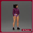 attractive woman in purple hoodie and bikini strikes a pose with style