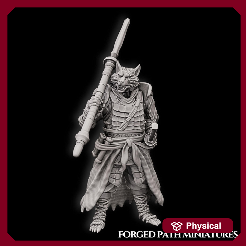 WereFox Fighter Samurai, Fox Folk, Kitsune | DnD Miniature 28mm,32mm,54mm, 75mm,100mm Scale Pathfinder Figure/ DnD Figurine unpainted - Only-Games